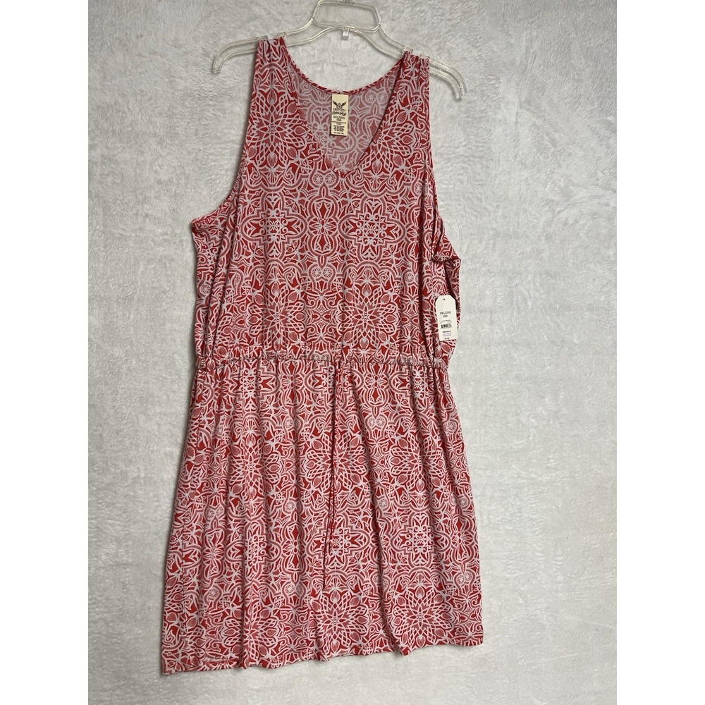 Faded Glory XXL 2XG 20 Red White Paisley Sleeveless V‎ Neck Dress NWT